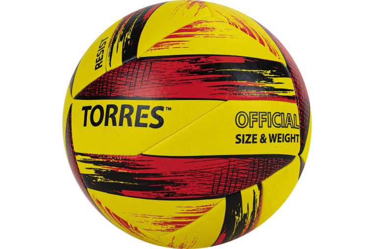 Мяч волейбольный Torres Resist V321305, р.5, синт. кожа (ПУ), гибрид, бут.кам.желто-красно-черный 