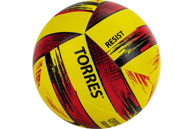 Мяч волейбольный Torres Resist V321305, р.5, синт. кожа (ПУ), гибрид, бут.кам.желто-красно-черный фото 1