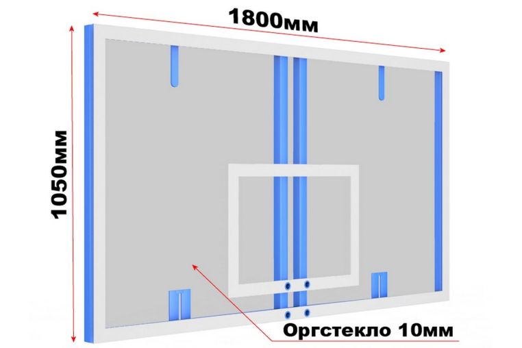 Щит баскетбольный 180х105 см оргстекло 10 мм на металлической раме Spektr Sport фото 1