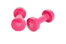 Гантель виниловая 3.0кг York DB100 розовая