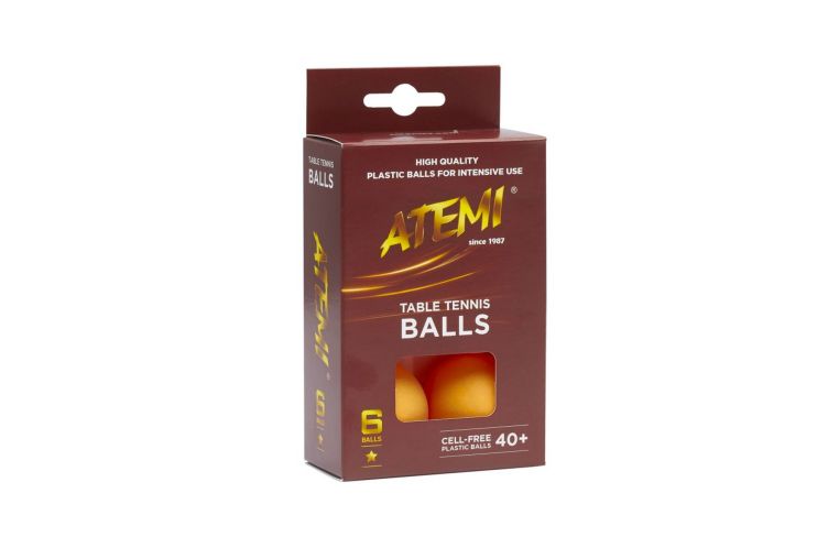 Мячи для настольного тенниса Atemi 1* оранжевый, 6 шт 