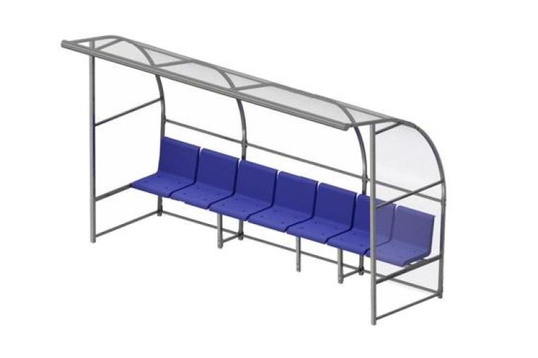 Скамейка для запасных игроков с навесом на 7 посадочных мест SportWerk SpW-SZ-7C 