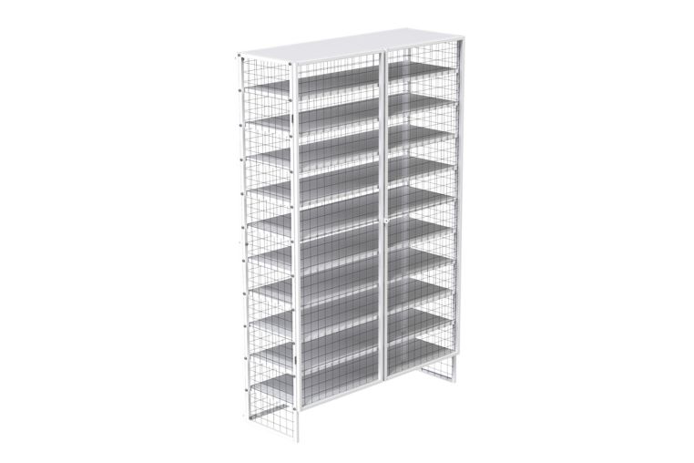 Стеллаж для хранения инвентаря закрытый 124х44х200 см Spektr Sport (разборный) 11 полок фото 1