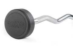 Штанга неразборная обрезиненная 10 кг. Изогнутый гриф. VictoryFit VF-DX5100