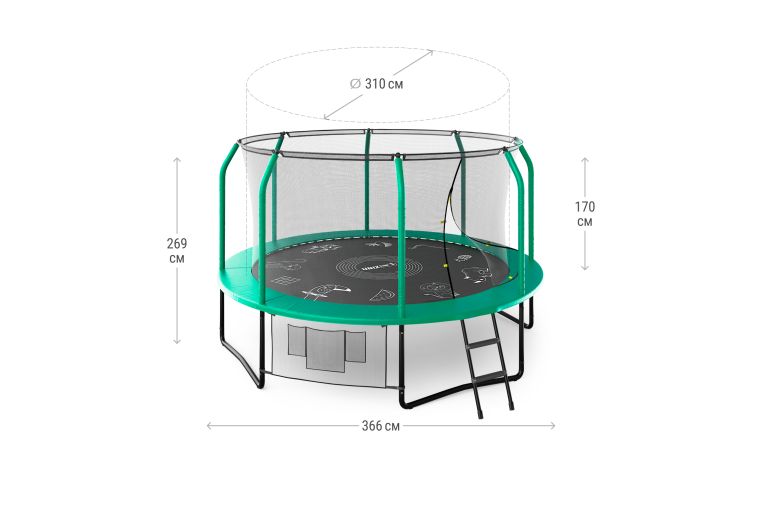 Батут UNIX Line SUPREME GAME 12 ft (Green) фото 1