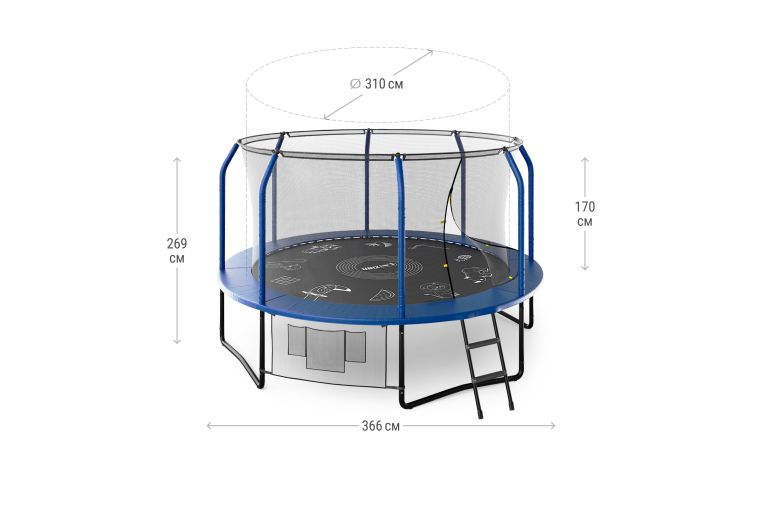 Батут UNIX Line SUPREME GAME 12 ft (blue) фото 1