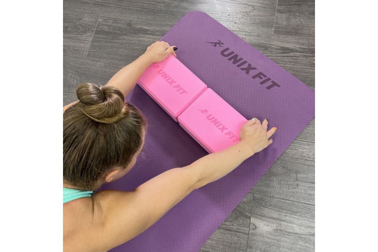 Блок для йоги и фитнеса UNIX Fit (200 г) 23 х 15 х 7 см, 1 шт, розовый фото 5