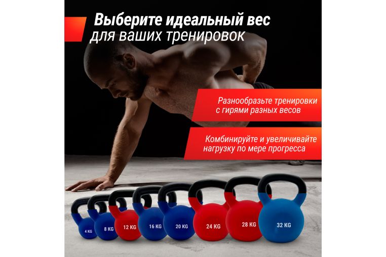 Гиря UNIX Fit виниловая 32 кг Blue фото 5