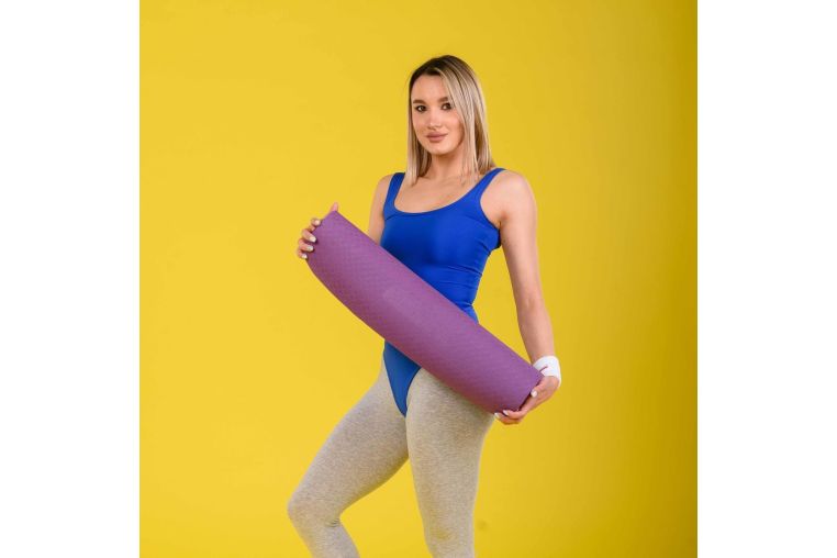 Коврик для йоги и фитнеса ПРОФ (фиолетовый-розовый) 6 мм PROFI-FIT фото 2