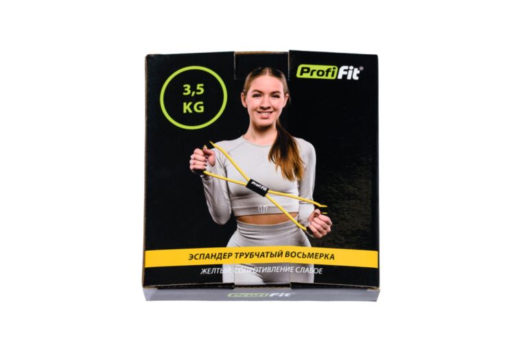 Эспандер трубчатый восьмерка, желтый, сопротивление слабое 3,5 кг PROFI-FIT РАСПРОДАЖА фото 1