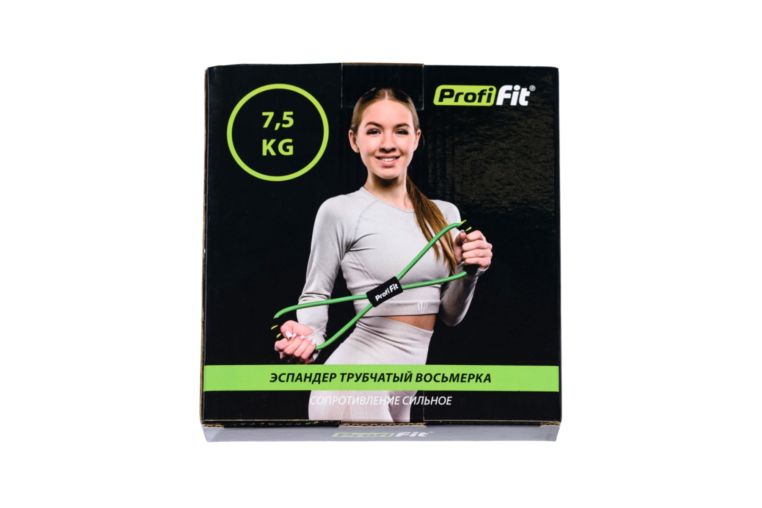 Эспандер трубчатый восьмерка, зеленый, сопротивление сильное 7,5 кг PROFI-FIT РАСПРОДАЖА фото 1
