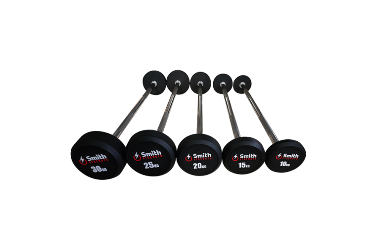 Набор обрезиненных фиксированных штанг Smith DB145-BS 10-30кг с прямой ручкой, шаг 5кг 